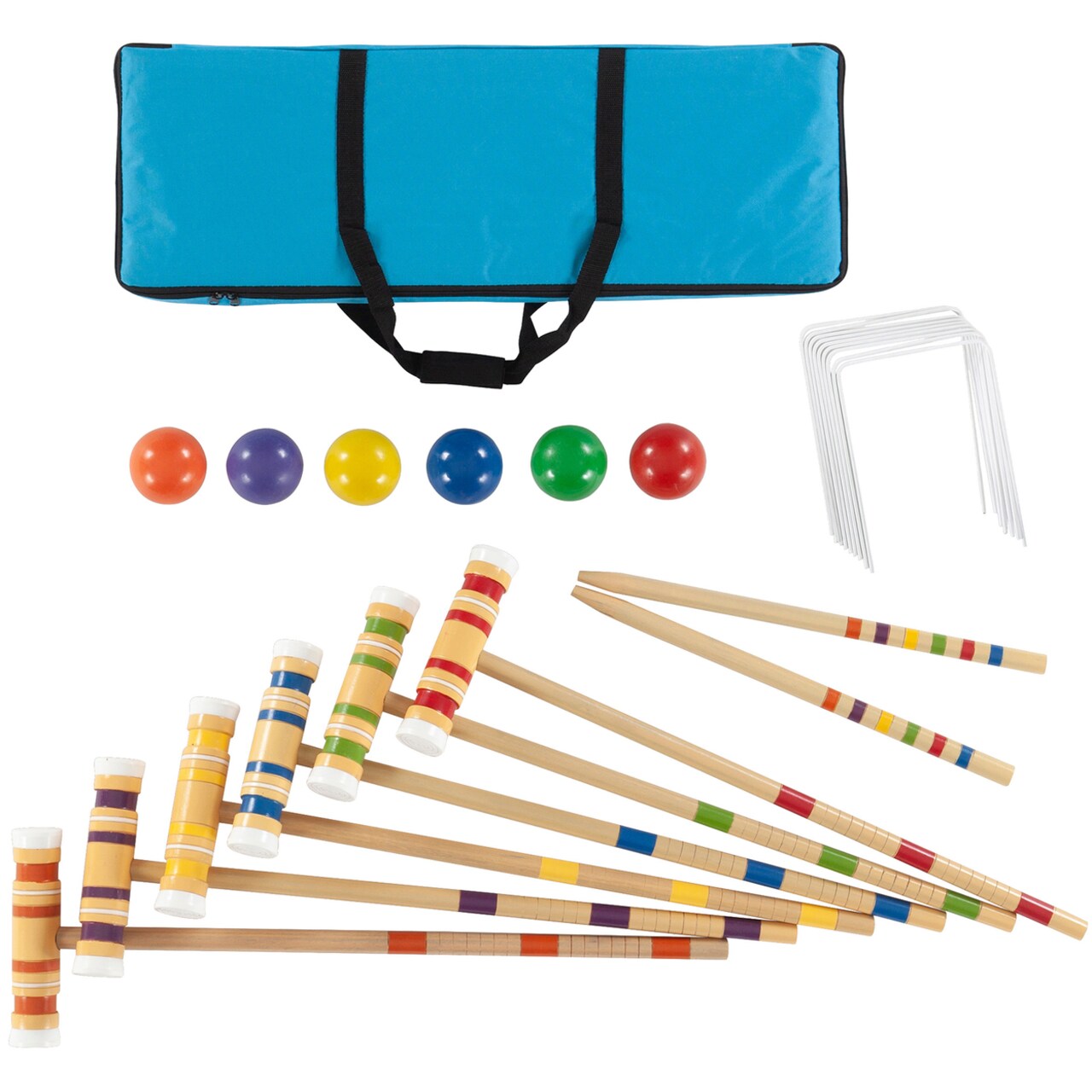Colorful Wooden Croquet Set With Travel Bag 6 Players Lawn Game Durable Outdoor